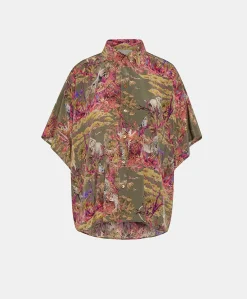 Camicia Brooklyn In Crepe De Chine - Oliva Multicolor