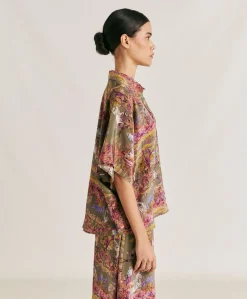 Camicia Brooklyn In Crepe De Chine - Oliva Multicolor