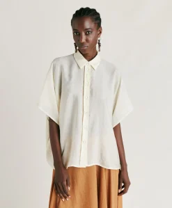 Camicia Brooklyn In Cupro Jacquard - Panna