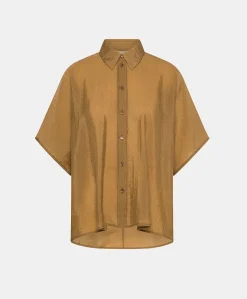 Camicia Brooklyn In Cupro Jacquard - Liquirizia
