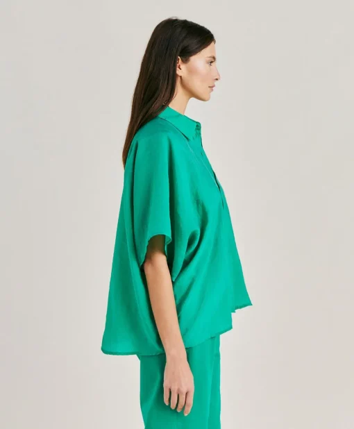 Camicia Brooklyn In Cupro Jacquard - Smeraldo