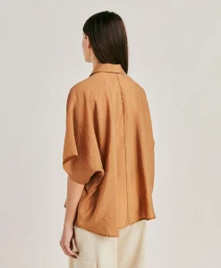 Camicia Brooklyn In Cupro Jacquard - Liquirizia