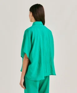 Camicia Brooklyn In Cupro Jacquard - Smeraldo
