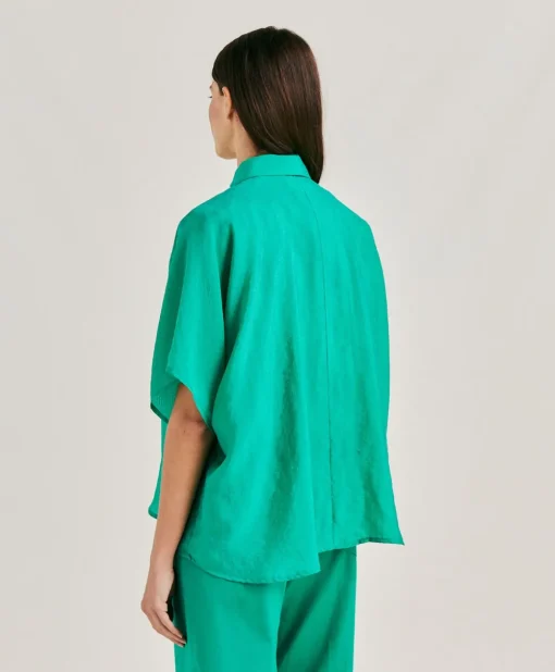 Camicia Brooklyn In Cupro Jacquard - Smeraldo