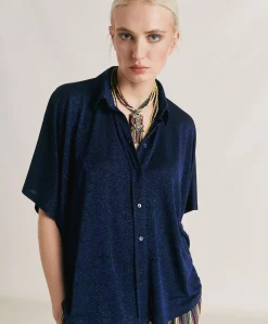 Camicia Brooklyn In Jersey Lurex - Bluette