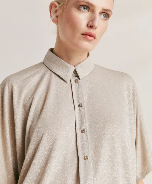 Camicia Brooklyn In Jersey Lurex - Sabbia