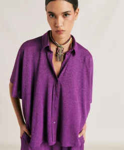 Camicia Brooklyn In Jersey Lurex - Ciclamino