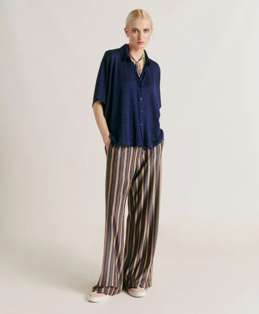 Camicia Brooklyn In Jersey Lurex - Bluette