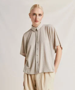 Camicia Brooklyn In Jersey Lurex - Sabbia