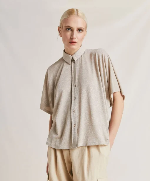 Camicia Brooklyn In Jersey Lurex - Sabbia