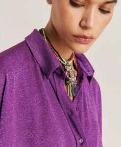Camicia Brooklyn In Jersey Lurex - Ciclamino