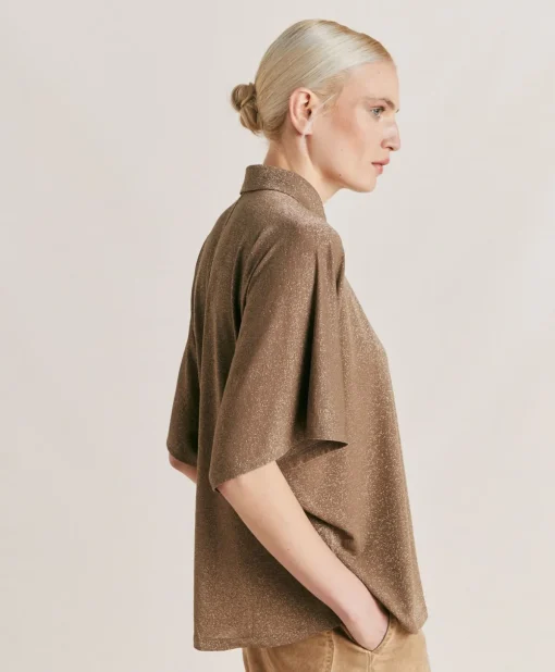Camicia Brooklyn In Jersey Lurex - Fango