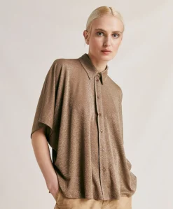 Camicia Brooklyn In Jersey Lurex - Fango