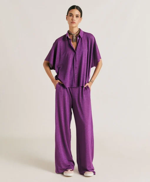 Camicia Brooklyn In Jersey Lurex - Ciclamino