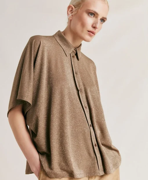 Camicia Brooklyn In Jersey Lurex - Fango