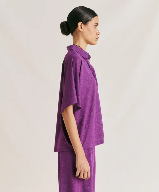 Camicia Brooklyn In Jersey Lurex - Ciclamino