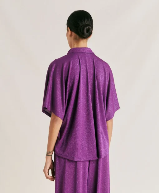 Camicia Brooklyn In Jersey Lurex - Ciclamino