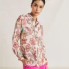 Camicia Estreta In Viscosa Lino - Rosa Multicolor