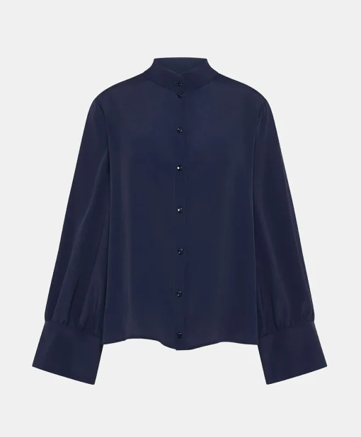 Camicia Franklin In Acetato Seta - Blu Notte