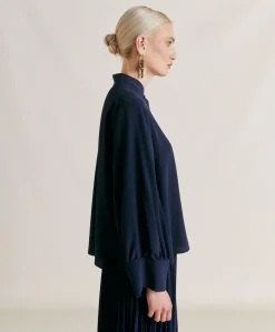 Camicia Franklin In Acetato Seta - Blu Notte