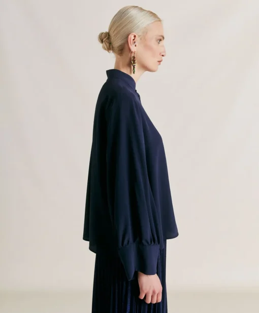 Camicia Franklin In Acetato Seta - Blu Notte