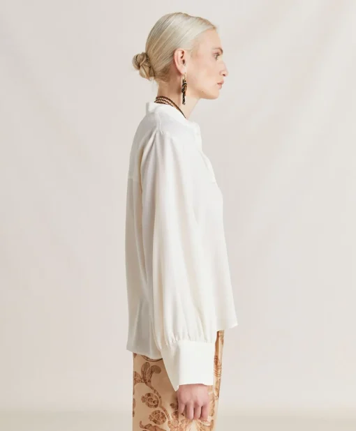 Camicia Franklin In Acetato Seta - Panna