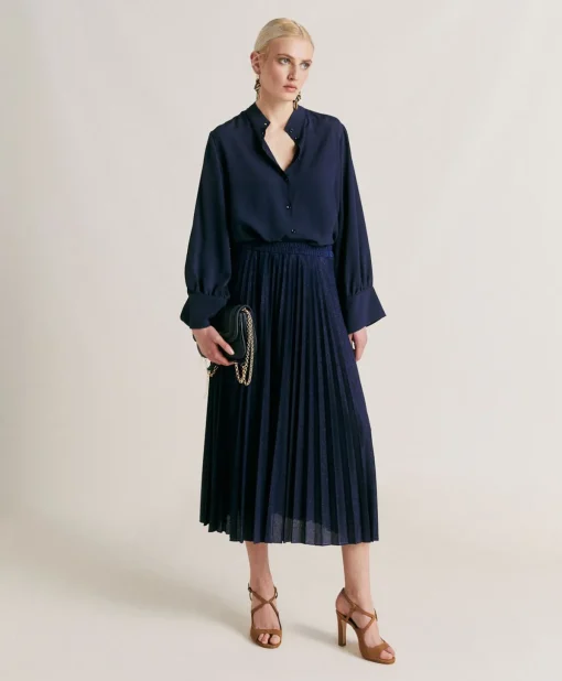 Camicia Franklin In Acetato Seta - Blu Notte