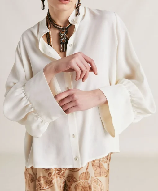Camicia Franklin In Acetato Seta - Panna