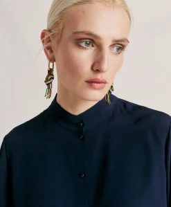 Camicia Franklin In Acetato Seta - Blu Notte