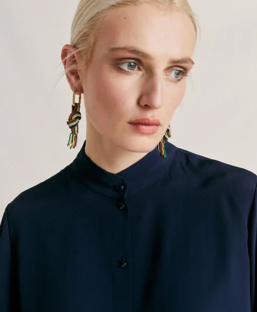Camicia Franklin In Acetato Seta - Blu Notte