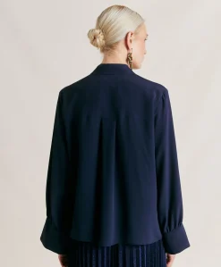 Camicia Franklin In Acetato Seta - Blu Notte