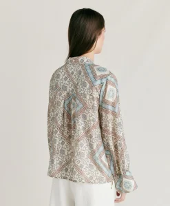 Camicia Franklin In Haboutai Di Seta - Panna/Polveroso