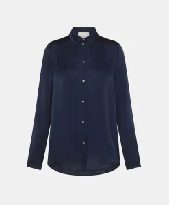 Camicia Meudon In Seta Unita - Blu Notte