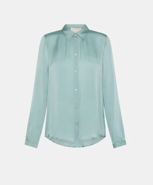 Camicia Meudon In Seta Unita - Ceruleo