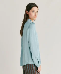 Camicia Meudon In Seta Unita - Ceruleo