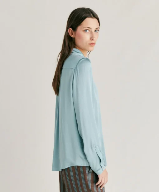 Camicia Meudon In Seta Unita - Ceruleo