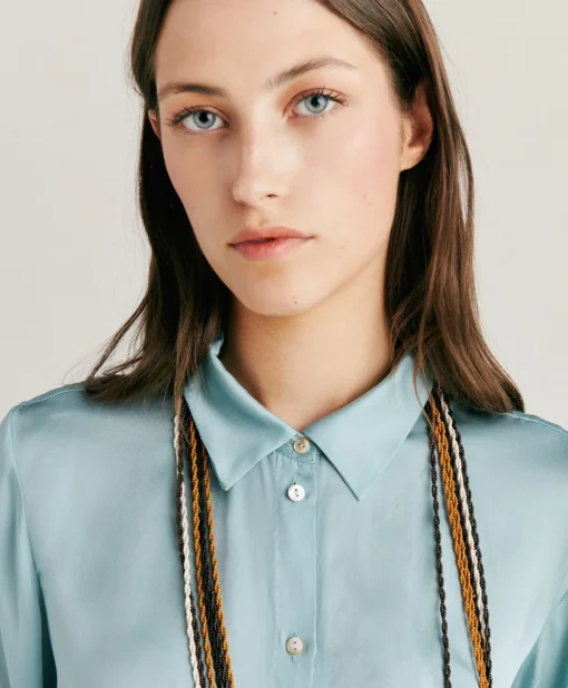 Camicia Meudon In Seta Unita - Ceruleo