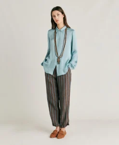 Camicia Meudon In Seta Unita - Ceruleo