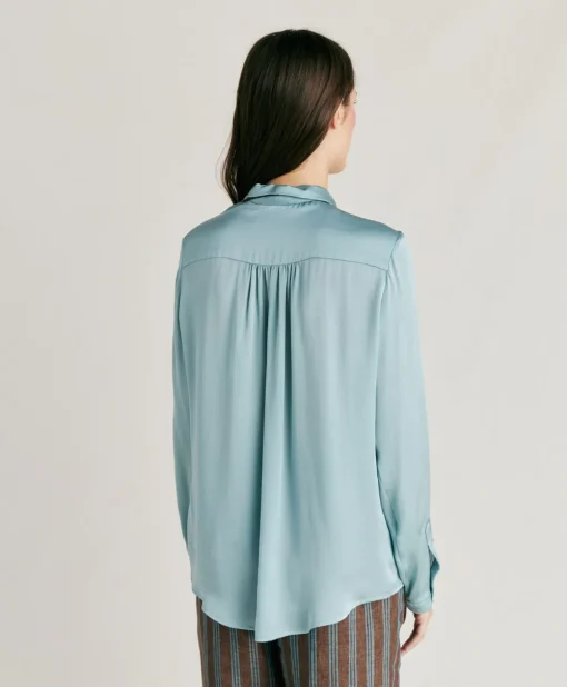 Camicia Meudon In Seta Unita - Ceruleo