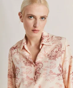 Camicia Shirt In Crepe De Chine - Rosato/Amarena