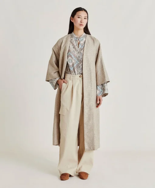 Cappotto Calla A Stuoia Lurex - Sabbia Multicolor