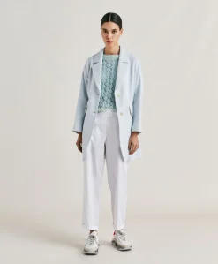 Cappotto Pomerania In Lino Cotone - Cielo