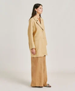 Cappotto Pomerania In Lino Cotone - Paglia