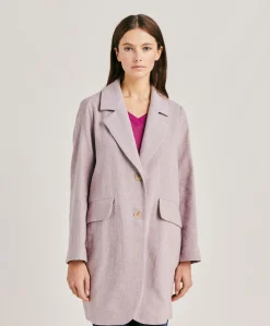 Cappotto Pomerania In Lino Cotone - Melanzana