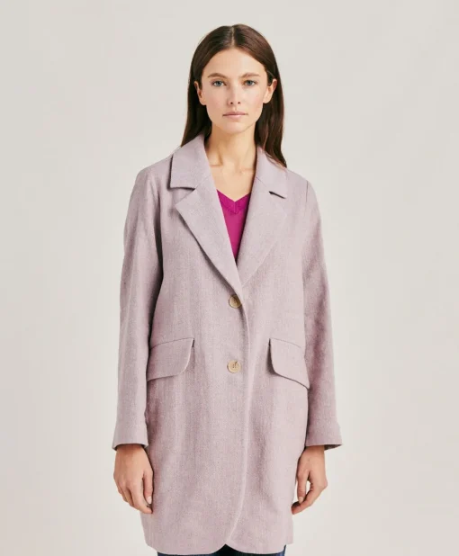 Cappotto Pomerania In Lino Cotone - Melanzana