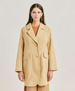 Cappotto Pomerania In Lino Cotone - Paglia