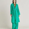 Cappotto Serena In Cupro Jacquard - Smeraldo