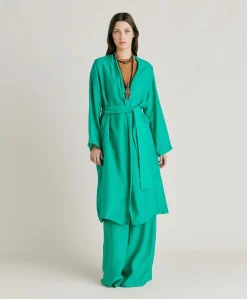 Cappotto Serena In Cupro Jacquard - Smeraldo