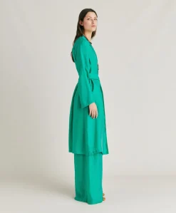 Cappotto Serena In Cupro Jacquard - Smeraldo