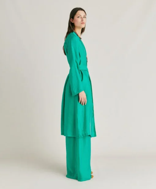 Cappotto Serena In Cupro Jacquard - Smeraldo